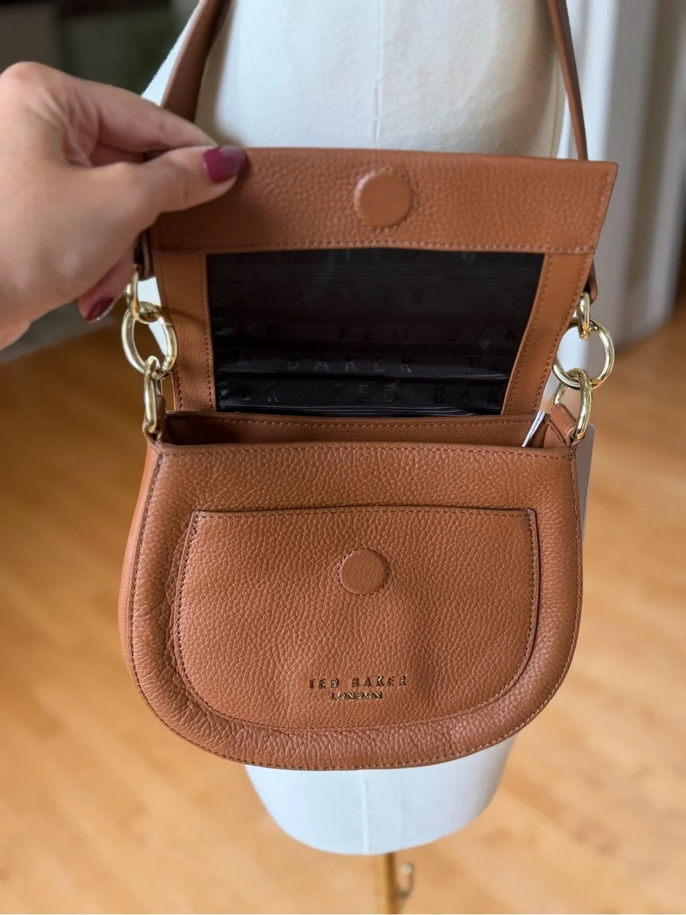 NWT Ted Baker Amali Brown Leather Shoulder Bag